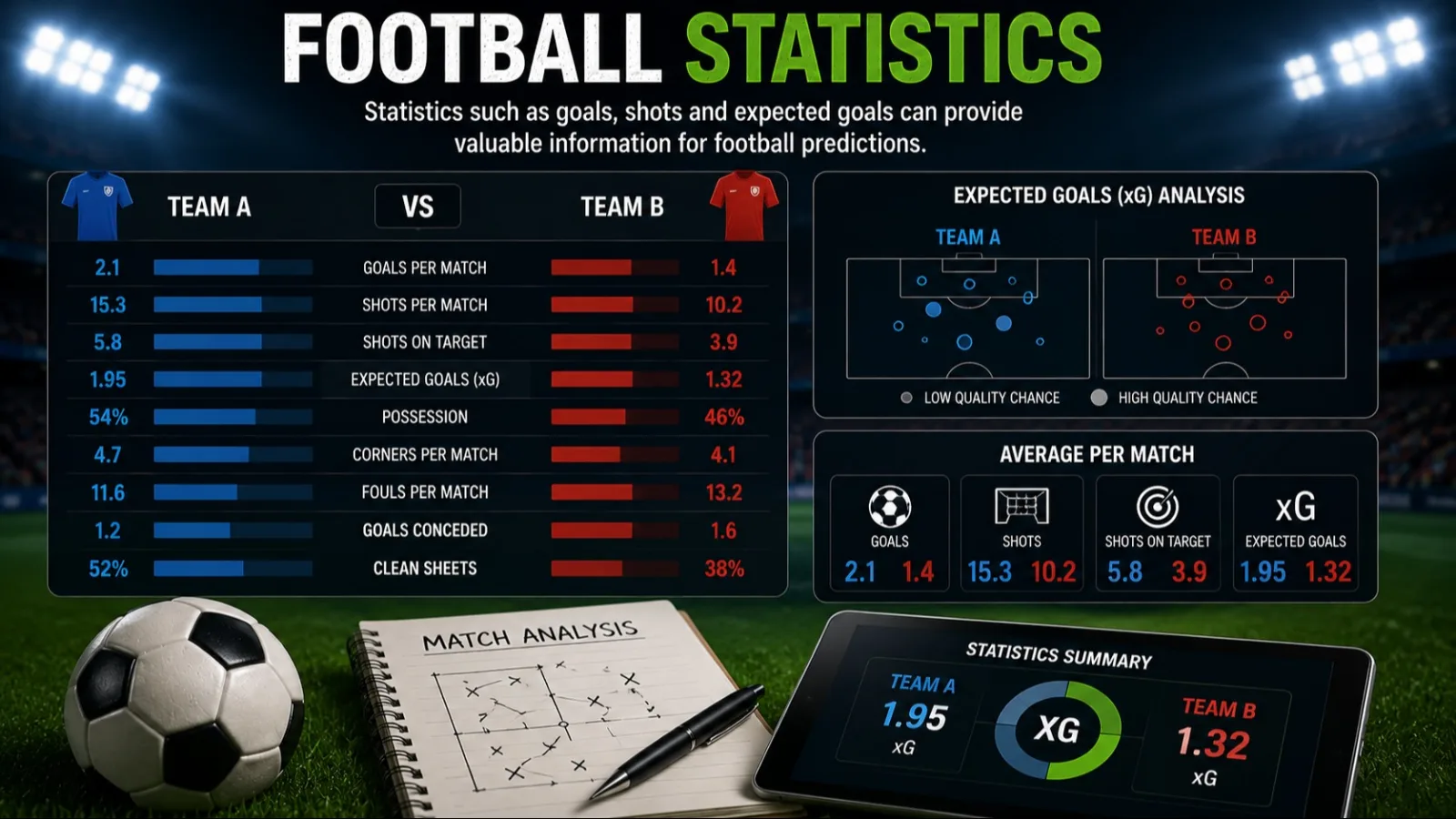 football statistics and xG match prediction analysis