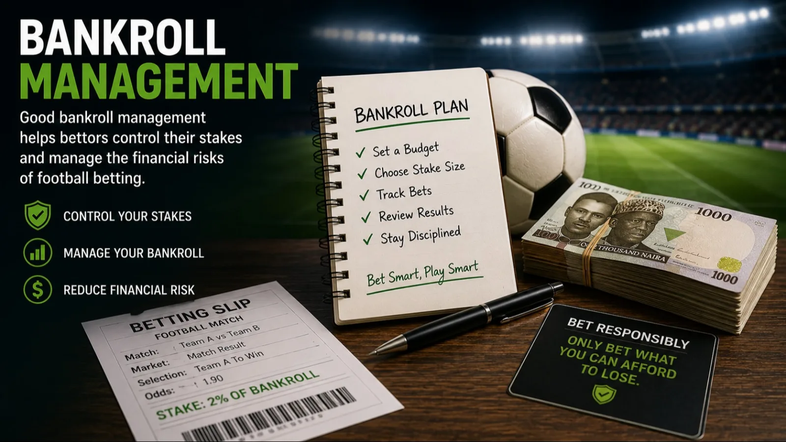football betting bankroll management with cash and betting slip